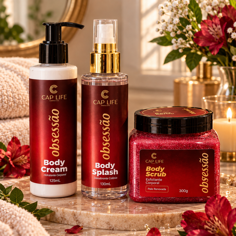 Kit Obsessão Body Cream + Body Splash + Esfoliante Corporal
