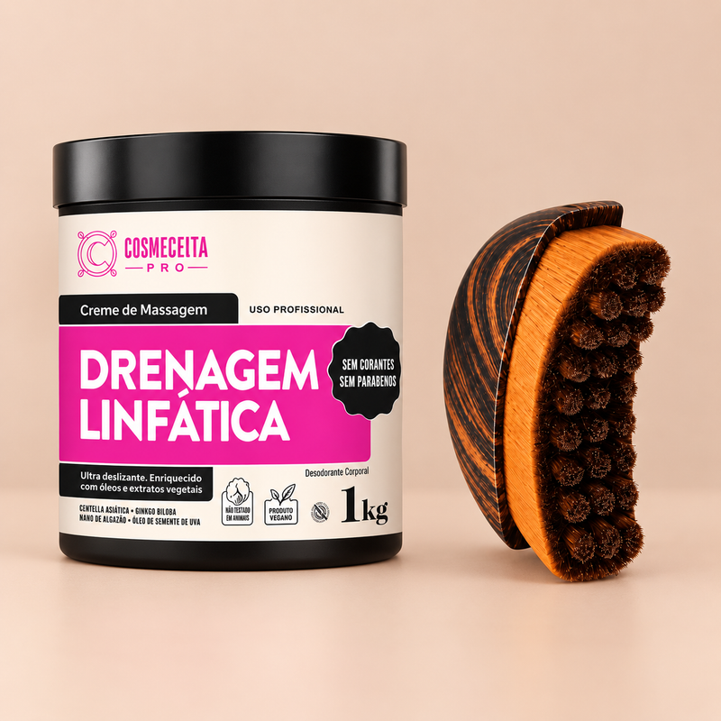 Kit Drenagem Linfática Cosmeceuta 1kg + Escova Massageadora | Lyra Beauty