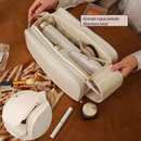 Bolsa Cosmética De Grande Capacidade Com Abertura Em Forma De U Para Mulheres Portátil Viagem Multi-Compartment Couro