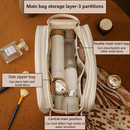 Bolsa Cosmética De Grande Capacidade Com Abertura Em Forma De U Para Mulheres Portátil Viagem Multi-Compartment Couro