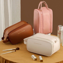 Bolsa Cosmética De Grande Capacidade Com Abertura Em Forma De U Para Mulheres Portátil Viagem Multi-Compartment Couro