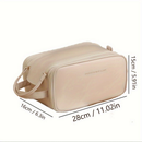 Bolsa Cosmética De Grande Capacidade Com Abertura Em Forma De U Para Mulheres Portátil Viagem Multi-Compartment Couro