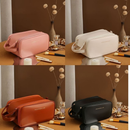 Bolsa Cosmética De Grande Capacidade Com Abertura Em Forma De U Para Mulheres Portátil Viagem Multi-Compartment Couro
