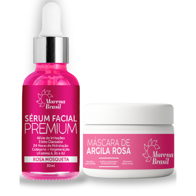 KIT Sérum Rosa Mosqueta + Máscara Hidratante Facial Skin Care | MORENA BRASIL