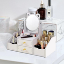 Porta Maquiagem Organizador de Cosméticos com Espelho e 2 Gavetas Estilo Moderno